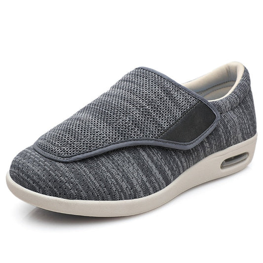 Chloe Stretch No-Tie Wide Shoes w/ Adjustable Closure - Grey